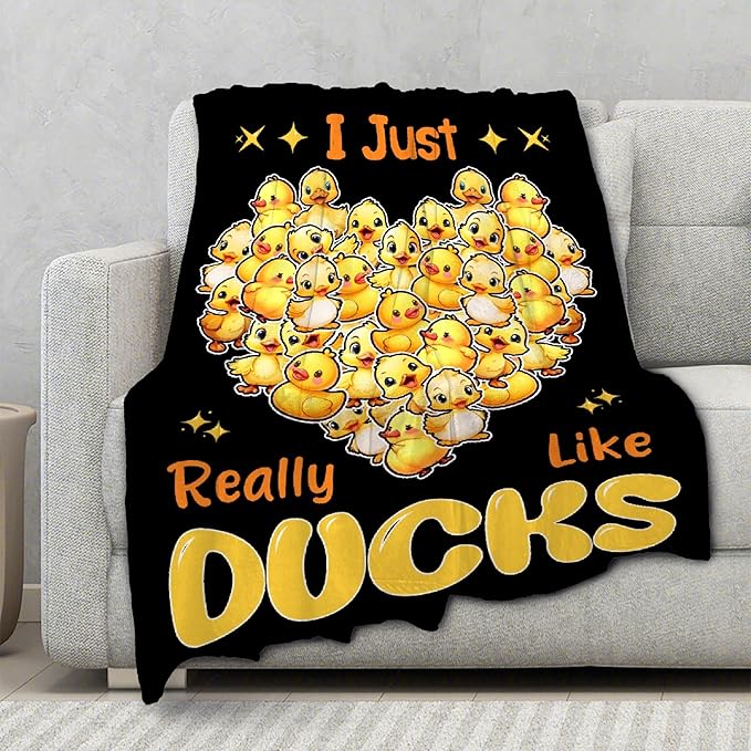 I Just Really Like Ducks Blanket Adult duck Blanket Kids Funny Blanket Suitable for Bedroom bed sofa Crib Couch Chair outdoor All Season Items That Yellow Duck Lovers Will Love 90”×120 ”for Family