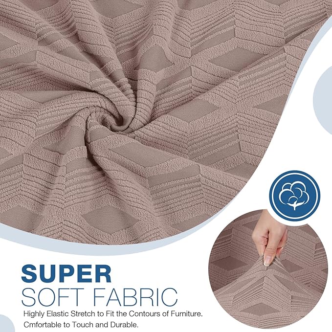 TAOCOCO Oversized Recliner Cover Stretch Recliner Chair Covers, Jacquard Reclining Chair Cover, Furniture Protector Sofa Slipcovers Couch Covers with Elastic Bottom for Kids, Pets (Khaki)