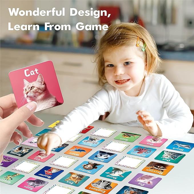 72 PCS Memory Matching Game, Real Animal Matching Cards for Toddlers 36 Pairs Memory Cards for Preschool 4 5 6 Years Old