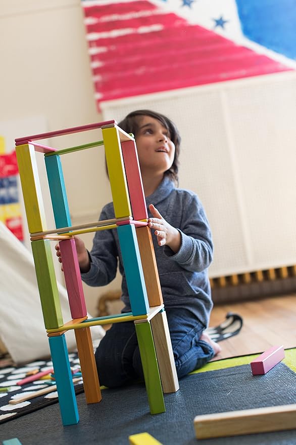 8 Piece Tegu Pocket Pouch Magnetic Wooden Block Set, Blossom