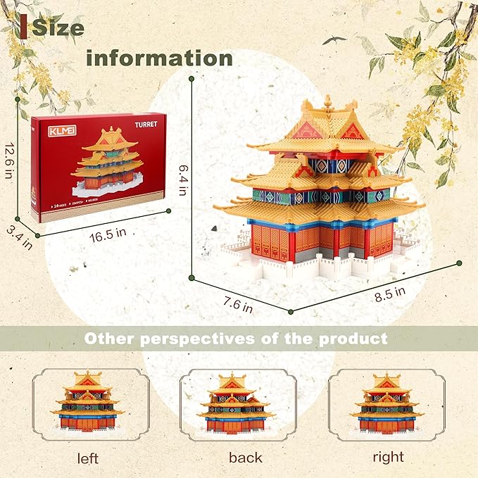 Architecture Building Sets for Adults Micro Mini Blocks, Turret of Palace Building Bricks Set for Kids, Chinese Architecture Kits Creative Present for Ages of 14+(2460PCS)