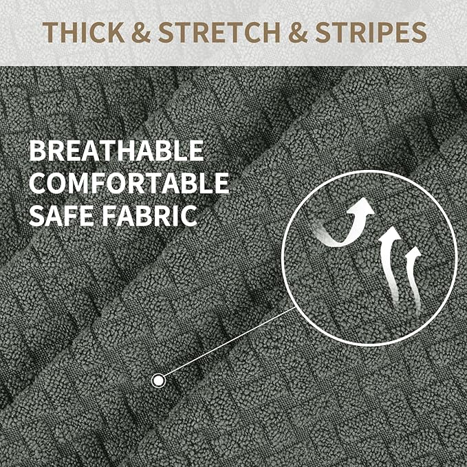 JIVINER 6-Piece Loveseat Recliner Slipcover Stretch Jacquard Recliner Sofa Cover 2 Seater Washable Reclining Couch Cover with Pocket Fitted Furniture Protector Cover (Loveseat Recliner, Army Green)