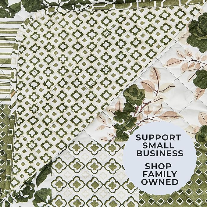 Great Bay Home Reversible Patchwork Sofa Cover - Washable Slipcover Furniture Protector with Elastic Straps - Couch Cover for Dogs, Kids, and Pets - Box-Stitched Detail (Sofa, Olive/Brown)