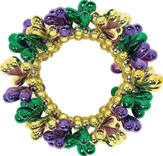 Amscan Mardi Gras Bracelet - 7" - 1 Pc. - Vibrant Multi-Color – Ideal for Festivities, Parties & Gifting