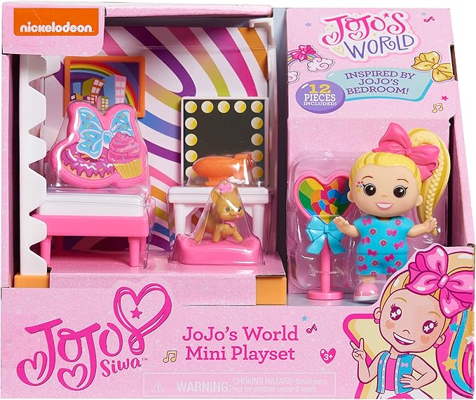 JoJo Siwa JoJo's World Bedroom Mini Playset, Mini JoJo Collectible Figure, 12-pieces, Kids Toys for Ages 6 Up by Just Play