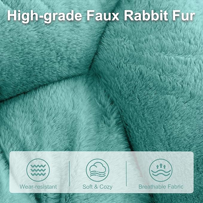 Comfy Saucer Chair, Foldable Living Room Chairs, Soft Faux Fur Lounge Chair for Bedroom, Reading Chairs for Adults, Kids, X-Large (Mint)