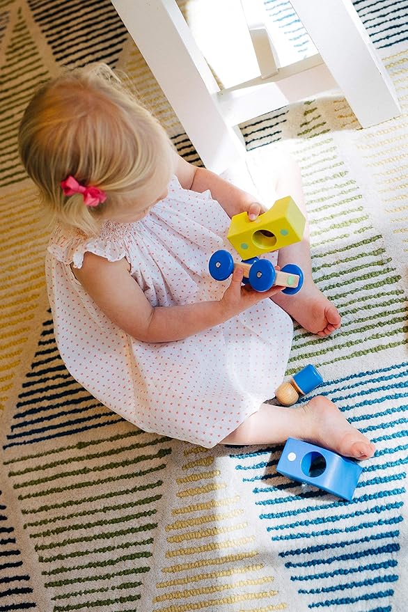 3 Piece Tegu Magnetic Racer Building Block Set, Yellow Big Top