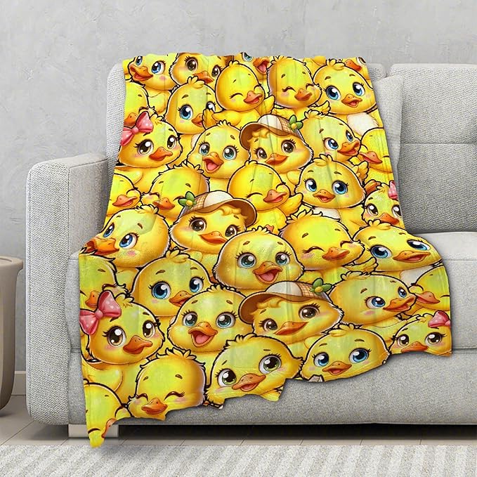Little Yellow Ducks Adult duck Blanket Kids Funny Blanket Suitable for Bedroom Living Room bed sofa Crib Couch Chair outdoor All Season Items That Yellow Duck Lovers Will Love 60"x50"for Teens
