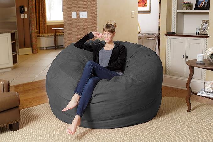 Chill Sack Bean Bag Chair: Giant 6' Memory Foam Furniture Bean Bag - Big Sofa with Soft Micro Fiber Cover, Charcoal
