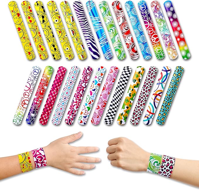 50-Piece Slap Bracelets Stocking Stuffers For Kids | Party Favors For Kids 4-8 | Slap Bracelets Bulk Party Favors | Goodie Bags Easter Basket Stuffers For Kids Fun Valentines Day Gift For Kids