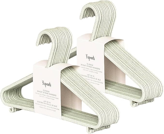 3 Sprouts Wheat Straw Plastic Hangers - 30-Pack Eco-Conscious Toddler Hangers for Child & Baby Clothes, Coats - Kid Closet Hangers Ideal for Small Girls, Boys, Children & - Speckled Green