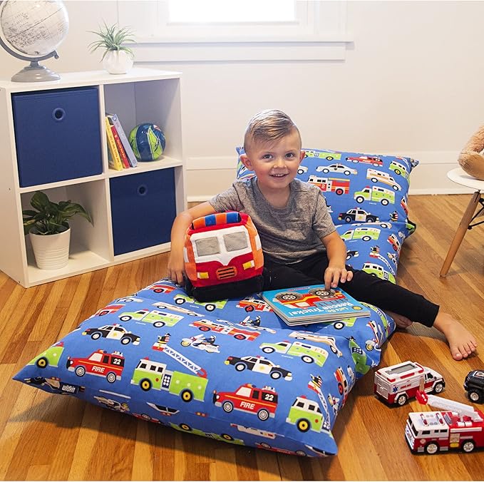 Wildkin Kids Floor Lounger: Ideal for Boys and Girls, Travel-Friendly, Perfect for Sleepovers - Pillow Lounger for Kids, Requires Standard Size Pillows Not Included (Heroes)