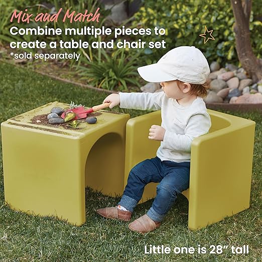 ECR4Kids Tri-Me 3-In-1 Cube Chair, Kids Furniture, Fern Green