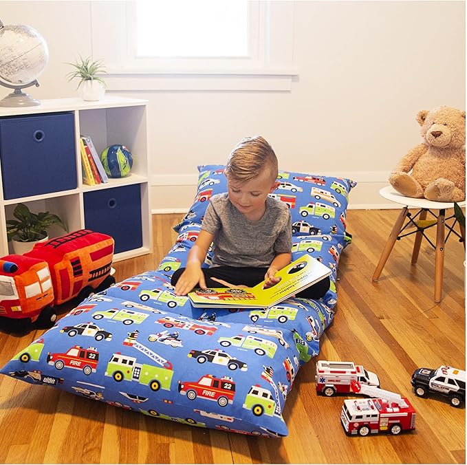 Wildkin Kids Floor Lounger: Ideal for Boys and Girls, Travel-Friendly, Perfect for Sleepovers - Pillow Lounger for Kids, Requires Standard Size Pillows Not Included (Heroes)