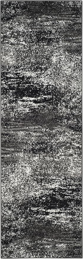 SAFAVIEH Adirondack Collection Runner Rug - 2'6" x 6', Silver & Black, Modern Abstract Design, Non-Shedding & Easy Care, Ideal for High Traffic Areas in Living Room, Bedroom (ADR112A)