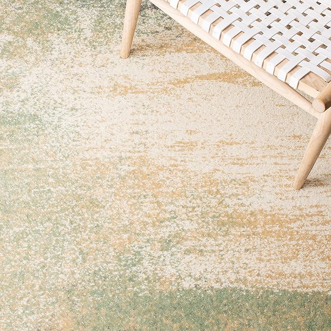 SAFAVIEH Adirondack Collection Runner Rug - 2'6" x 14', Ivory & Sage, Modern Abstract Design, Non-Shedding & Easy Care, Ideal for High Traffic Areas in Living Room, Bedroom (ADR112W)