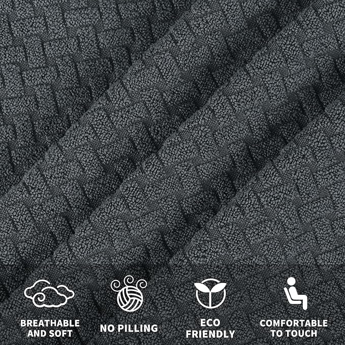 JIVINER Stretch Recliner Chair Covers with Pocket 4 Piece Chair Covers for Reclining Chair Furniture Protector Soft Recliner Cover with Elastic Bottom (Recliner, Dark Gray)