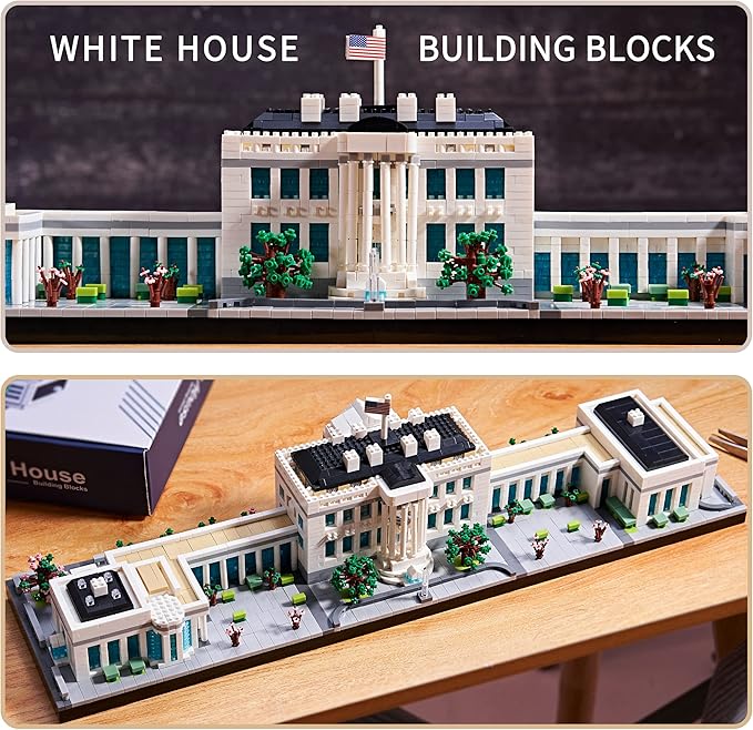 Architecture White House Modle Kit Micro Building Blocks Sets for Adults World Famous Landmark Collection Set U.S. Capital 3520 PCS for Teens 14+