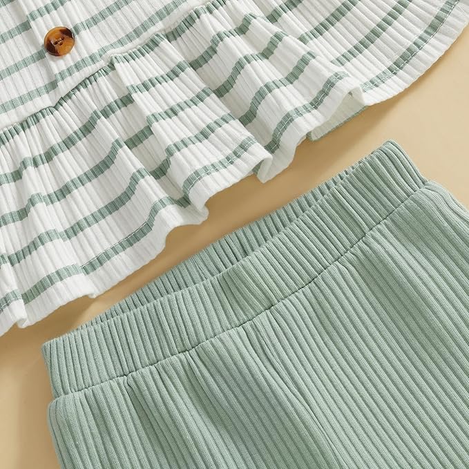 Mubineo Toddler Baby Girl Clothes Cute Ribbed Outfits Knit Long Sleeve Shirt Tops Bell Bottom Pant Fall Winter Outfit