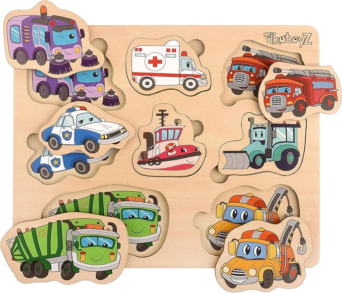 Montessori Wooden Puzzles for 1-3 Year Olds - Peg Puzzles for Toddlers - Educational and Learning Toys - Wooden Toys for 1+ Year Olds - Travel-Friendly Baby Puzzles