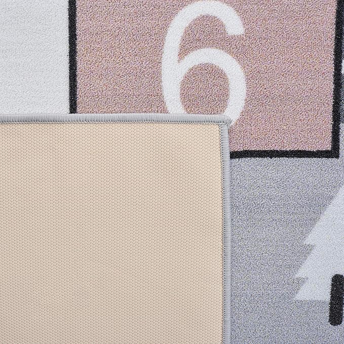 SAFAVIEH Kids Playhouse Collection Runner Rug - 2'2" x 6', Grey & Pink, Hopscotch, Non-Shedding & Easy Care, Machine Washable Ideal for High Traffic Areas in Playroom, Nursery, Bedroom (KPH226A)