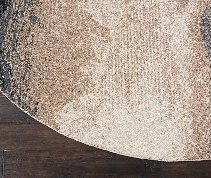 Nourison Maxell Nourison Flint 7'10" x Round Area -Rug, Easy -Cleaning, Non Shedding, Bed Room, Living Room, Dining Room, Kitchen (8 Round)" }