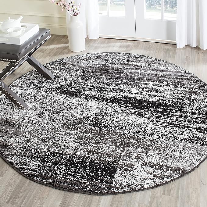 SAFAVIEH Adirondack Collection Runner Rug - 2'1" x 8', Silver & Black, Modern Abstract Design, Non-Shedding & Easy Care, Ideal for High Traffic Areas in Living Room, Bedroom (ADR112A)