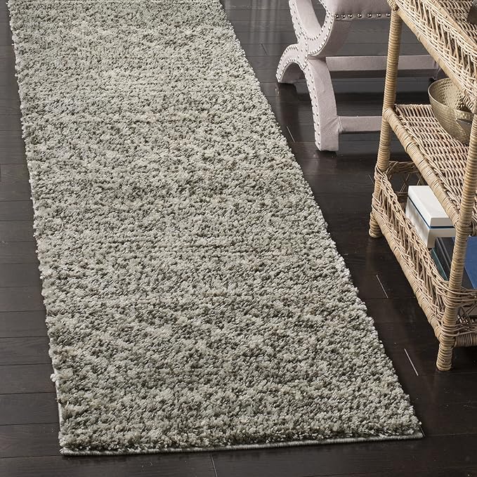 SAFAVIEH Arizona Shag Collection Runner Rug - 2'3" x 12', Brown & Ivory, Moroccan Design, Non-Shedding & Easy Care, 1.6-inch Thick Ideal for High Traffic Areas in Living Room, Bedroom (ASG741B)