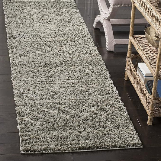 SAFAVIEH Arizona Shag Collection Runner Rug - 2'3" x 12', Brown & Ivory, Moroccan Design, Non-Shedding & Easy Care, 1.6-inch Thick Ideal for High Traffic Areas in Living Room, Bedroom (ASG741B)