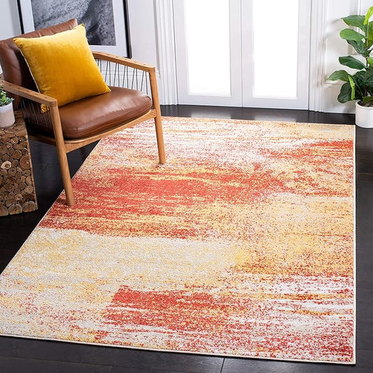 SAFAVIEH Adirondack Collection Accent Rug - 3' x 5', Rust & Gold, Modern Abstract Design, Non-Shedding & Easy Care, Ideal for High Traffic Areas in Entryway, Living Room, Bedroom (ADR112P)