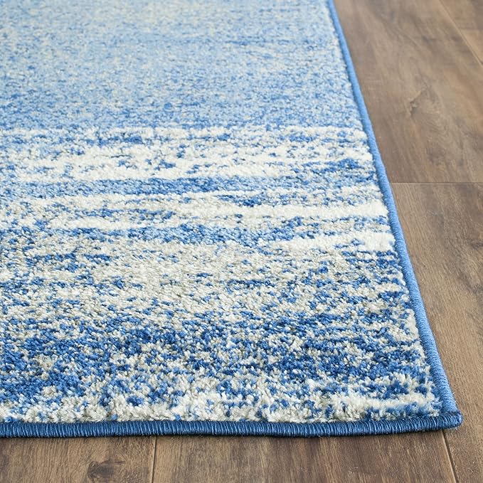 SAFAVIEH Adirondack Collection Runner Rug - 2'6" x 10', Silver & Blue, Modern Abstract Design, Non-Shedding & Easy Care, Ideal for High Traffic Areas in Living Room, Bedroom (ADR112F)