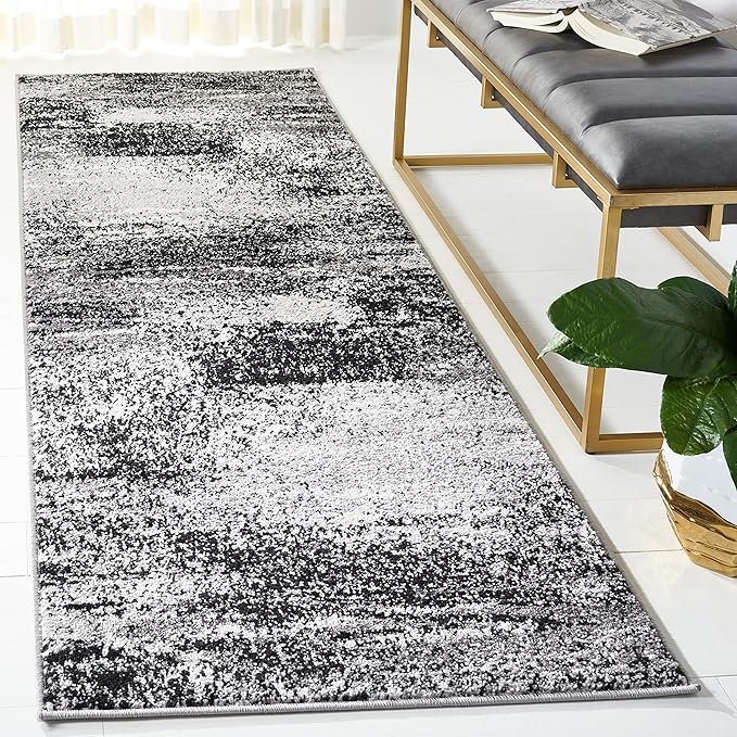 SAFAVIEH Adirondack Collection Runner Rug - 2'6" x 14', Silver & Multi, Modern Abstract Design, Non-Shedding & Easy Care, Ideal for High Traffic Areas in Living Room, Bedroom (ADR112G)