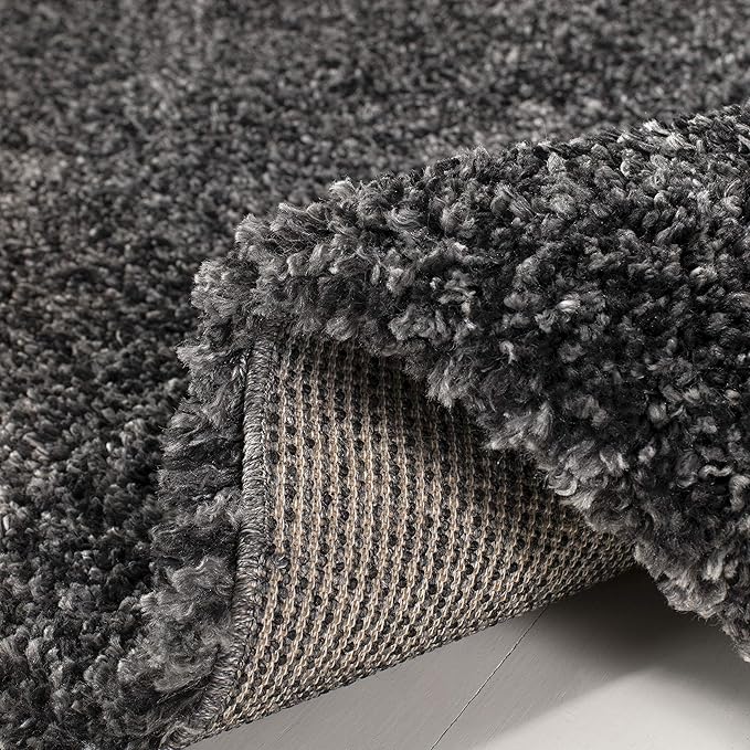 SAFAVIEH Royal Shag Collection Runner Rug - 2'2" x 8', Charcoal, Non-Shedding & Easy Care, 2-inch Thick Ideal for High Traffic Areas in Living Room, Bedroom (RYG117H)