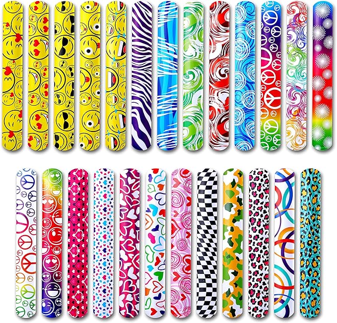 50-Piece Slap Bracelets Stocking Stuffers For Kids | Party Favors For Kids 4-8 | Slap Bracelets Bulk Party Favors | Goodie Bags Easter Basket Stuffers For Kids Fun Valentines Day Gift For Kids